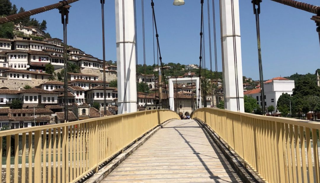 Berat Albania Osumi River Pedestrian Bridge
